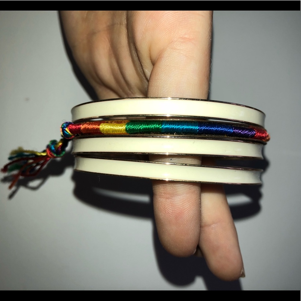 white and rainbow bangles (4)